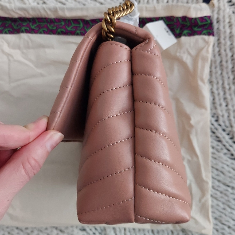 TORY BURCH New Kira Chevron Small Convertible Shoulder Bag - Pink - Picture 11 of 16